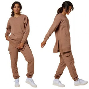 Everyday Sunday Organic Cotton Crew Neck Tunic  Taupe
